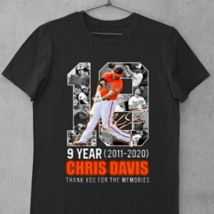Hot Chris Davis No. 19 Baltimore Orioles 9 Year 2011-2020 signature thank you for the memories shirt