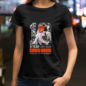 Hot Chris Davis No. 19 Baltimore Orioles 9 Year 2011-2020 signature thank you for the memories shirt