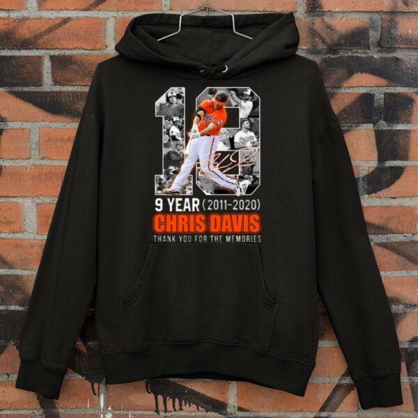 Hot Chris Davis No. 19 Baltimore Orioles 9 Year 2011-2020 signature thank you for the memories shirt