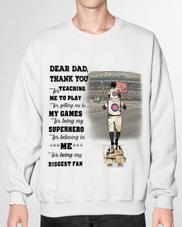 Premium Father's day Chicago Cubs dear dad thank you teaching me to play for getting me to my games shirt