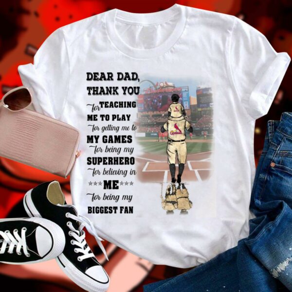 Hot Father's day St. Louis Cardinals thank you for teaching me to play dad superhero biggest fan shirt