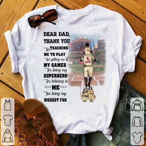 Hot Father's day St. Louis Cardinals thank you for teaching me to play dad superhero biggest fan shirt