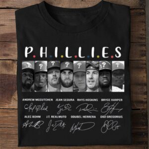 Funny Friends Philadelphia Phillies Team Players Signatures Shirt 1