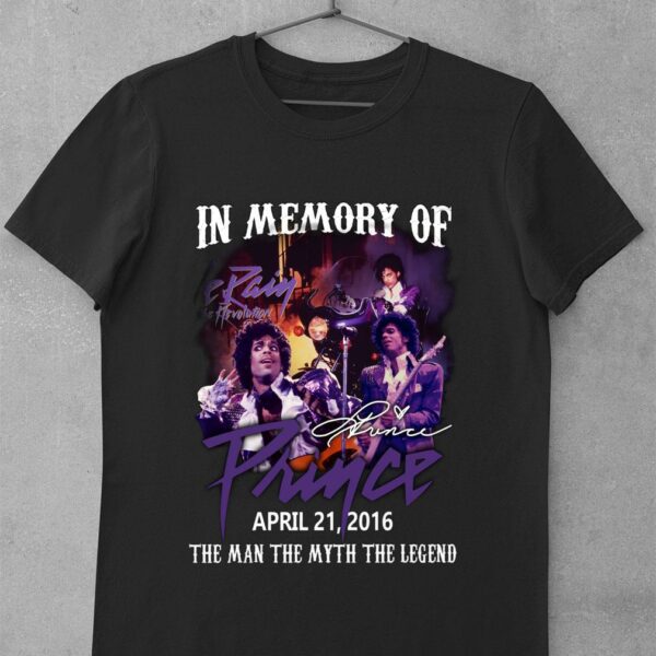 Premium In memory of Prince and The Revolution Purple Rain April 21 2016 Signature The Man The Myth The Legend Shirt