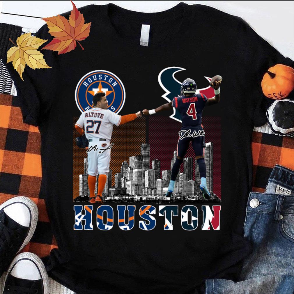 José Altuve Deshaun Watson Signatures Houston Astros Houston Texans Shirt 1 - José Altuve Deshaun Watson Signatures Houston Astros Houston Texans Shirt