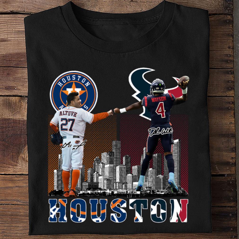 José Altuve Deshaun Watson Signatures Houston Astros Houston Texans Shirt 2 - José Altuve Deshaun Watson Signatures Houston Astros Houston Texans Shirt