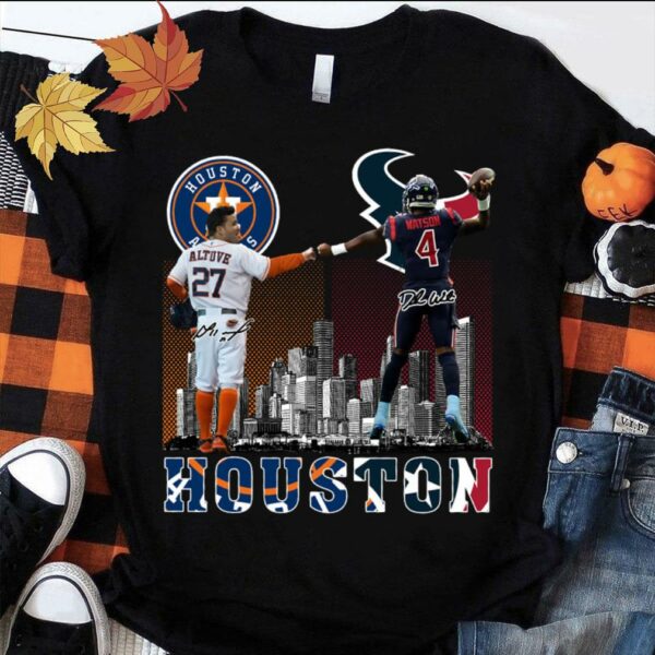 José Altuve Deshaun Watson Signatures Houston Astros Houston Texans Shirt