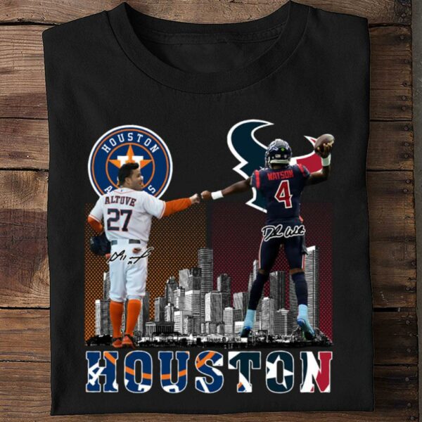 José Altuve Deshaun Watson Signatures Houston Astros Houston Texans Shirt