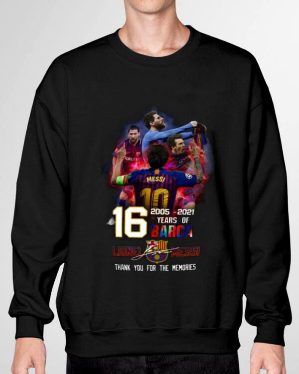 Premium Memory Lionel Messi with Barca 16 years of 2005-2021 signature shirt