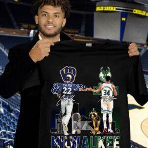 Milwaukee Sports Teams Milwaukee Bucks Milwaukee Brewers Yelich Antetokounmpo Signatures Shirt