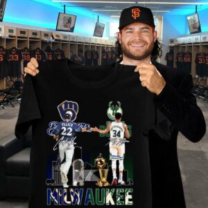 Milwaukee Sports Teams Milwaukee Bucks Milwaukee Brewers Yelich Antetokounmpo Signatures Shirt