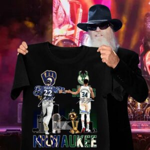 Milwaukee Sports Teams Milwaukee Bucks Milwaukee Brewers Yelich Antetokounmpo Signatures Shirt 2