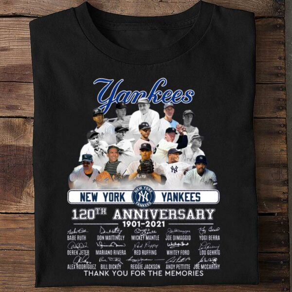 Premium New York Yankees Legends 120th anniversary 1901-2021 signatures thank memories shirt