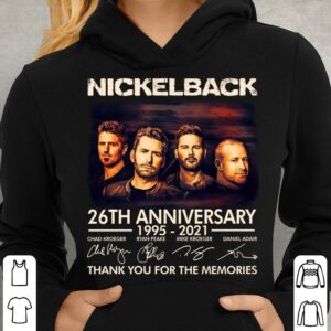 Official Nickelback band rock 26th anniversary 1995-2021 signatures thank you for the memories shirt 3