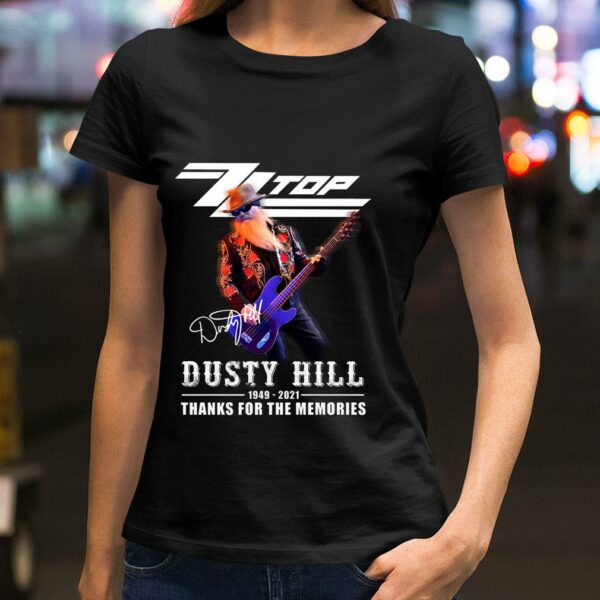 Awesome RIP Dusty Hill 1949-2021 Signature Thank You For The Memories ZZ Top Band Rock Shirt