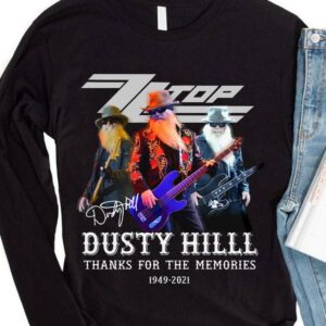 Funny Rest In Peace Dusty Hill 1949-2021 Signature Thank You For The Memories ZZ Top Band Shirt 3