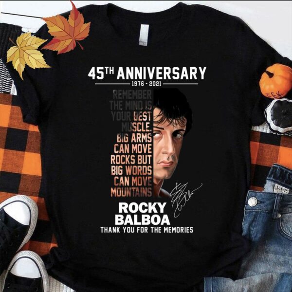 Hot Rocky Balboa Remember The Mind Is Your Best Muscle Big Arms Can Move Rocks But Big Words Can Move Mountains shirt