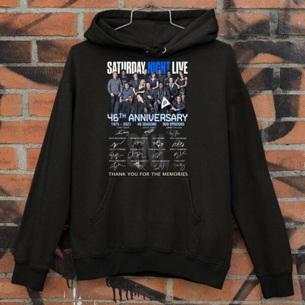 Awesome Saturday Night Live 46th Anniversary 1975-2021 46 Seasons 909 Episodes Signatures Thank You For The Memories Shirt