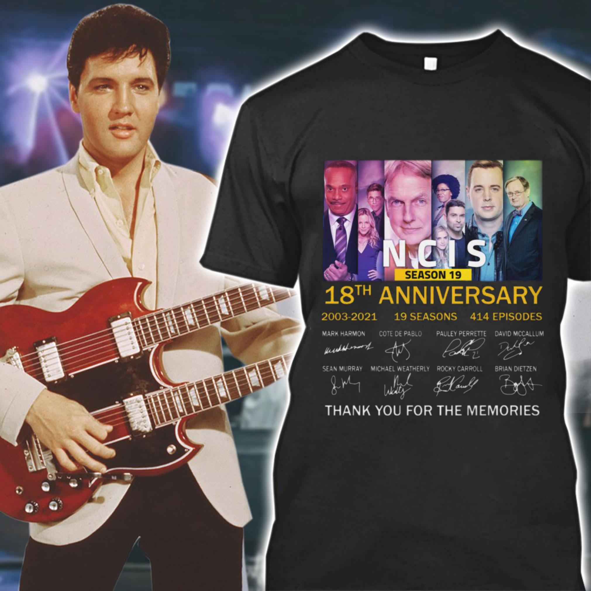Funny Season 19 NCIS 18th anniversary 2003-2021 19 seasons 414 episodes signatures thank memories shirt Season 19 NCIS 18th anniversary 2003 2021 19 seasons 414 episodes signatures thank memories shirt 1 - Funny Season 19 NCIS 18th anniversary 2003-2021 19 seasons 414 episodes signatures thank memories shirt