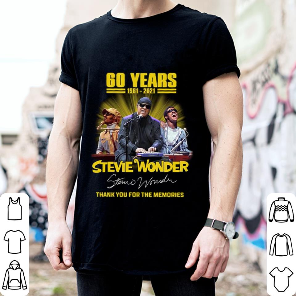 Premium Stevie Wonder 60 years 1961-2021 signature thank you for the memories shirt Stevie Wonder 60 years 1961 2021 signature thank you for the memories shirt 2 - Premium Stevie Wonder 60 years 1961-2021 signature thank you for the memories shirt
