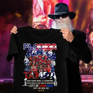 TB Buccaneers Lightning Florida 2021 Super Bowl Stanley Cup Tampa City Of Champions First Time Since 2021 Shirt 2