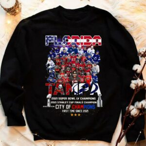 TB Buccaneers Lightning Florida 2021 Super Bowl Stanley Cup Tampa City Of Champions First Time Since 2021 Shirt 3