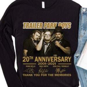 TV Show Trailer Park Boys 20th anniversary 2001-2021 signatures thank you for the memories shirt 3