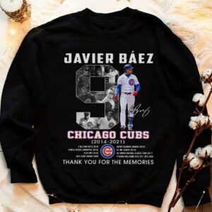 Official Thank You No. 9 Javier Baez Chicago Cubs 2014-2021 All Star World Series Shirt 3