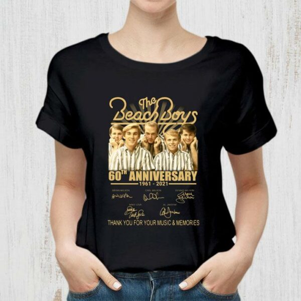 Official The Beach Boys 60th anniversary 1961-2021 signatures thank you for your music and memories shirt