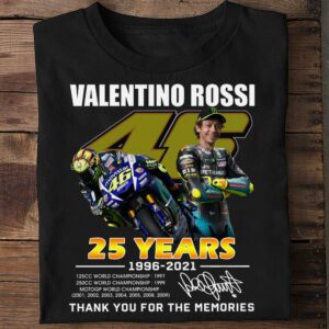 Premium V46 Valentino Rossi 25 years 1996-2021 World Championship signature thank memories shirt 1