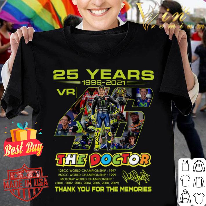 Funny Valentino Rossi VR46 The Doctor 25 years MotoGP World Championship signature thank you for the memories shirt Valentino Rossi VR46 The Doctor 25 years MotoGP World Championship signature thank you for the memories shirt 1 - Funny Valentino Rossi VR46 The Doctor 25 years MotoGP World Championship signature thank you for the memories shirt