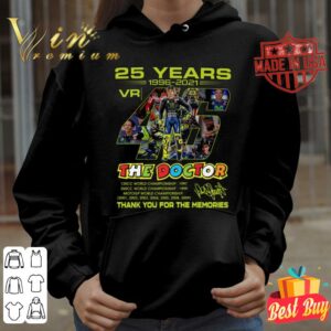 Funny Valentino Rossi VR46 The Doctor 25 years MotoGP World Championship signature thank you for the memories shirt 2