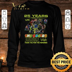 Funny Valentino Rossi VR46 The Doctor 25 years MotoGP World Championship signature thank you for the memories shirt 3