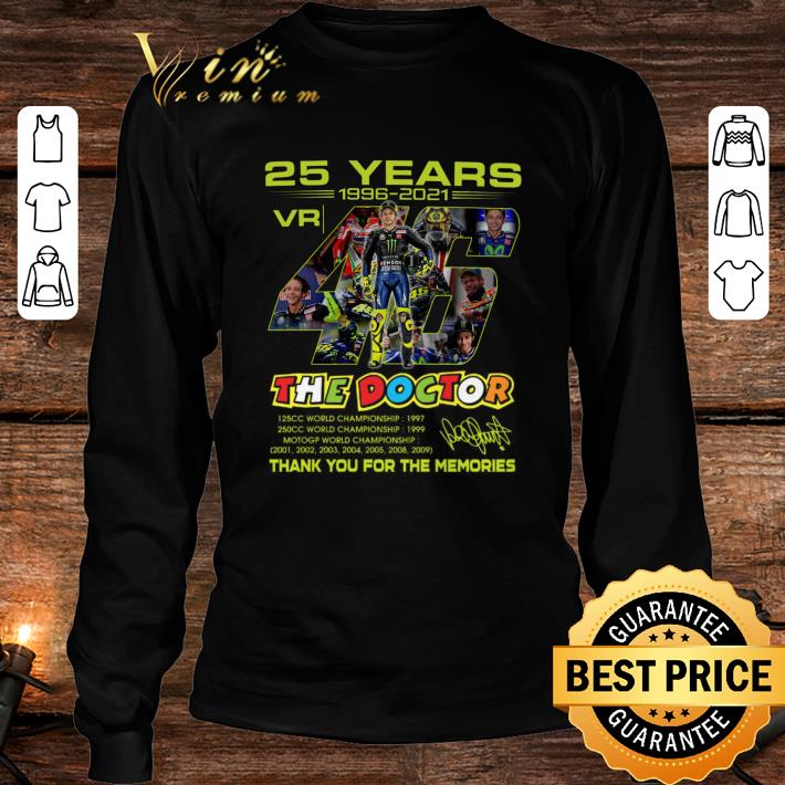 Funny Valentino Rossi VR46 The Doctor 25 years MotoGP World Championship signature thank you for the memories shirt Valentino Rossi VR46 The Doctor 25 years MotoGP World Championship signature thank you for the memories shirt 4 - Funny Valentino Rossi VR46 The Doctor 25 years MotoGP World Championship signature thank you for the memories shirt