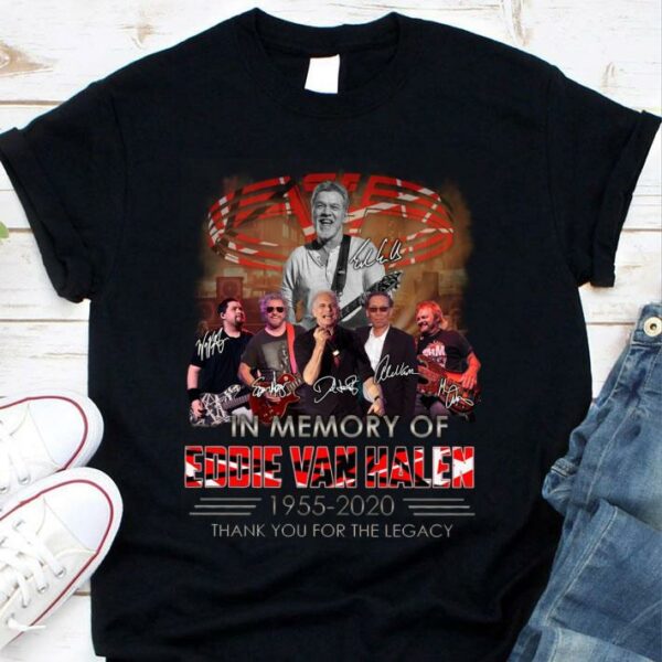 Official Van Halen band In Memory Of RIP Eddie Van Halen 1955-2020 Signatures Thank You For The Legacy Shirt