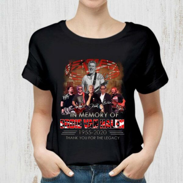 Official Van Halen band In Memory Of RIP Eddie Van Halen 1955-2020 Signatures Thank You For The Legacy Shirt