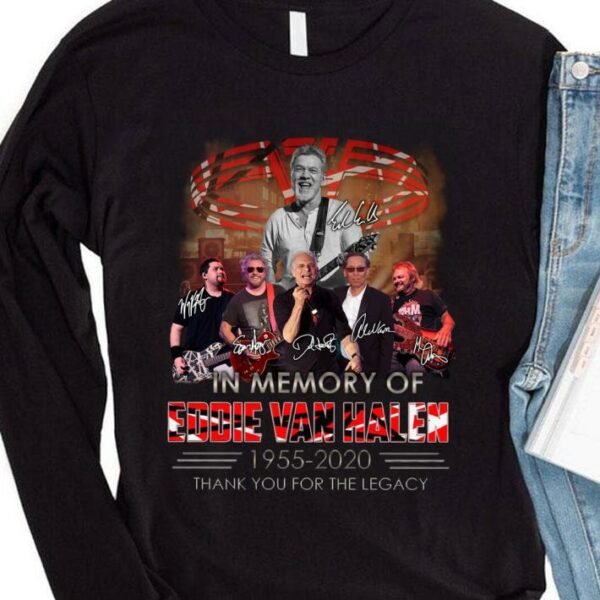 Official Van Halen band In Memory Of RIP Eddie Van Halen 1955-2020 Signatures Thank You For The Legacy Shirt