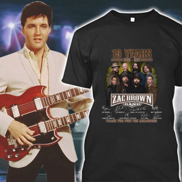 Awesome Zac Brown Band 19 years 2002-2021 signatures thank you for the memories shirt