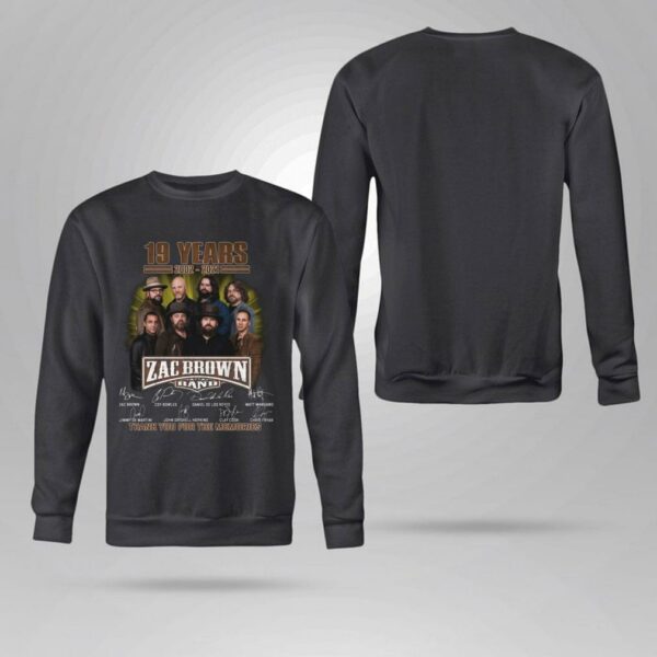 Awesome Zac Brown Band 19 years 2002-2021 signatures thank you for the memories shirt