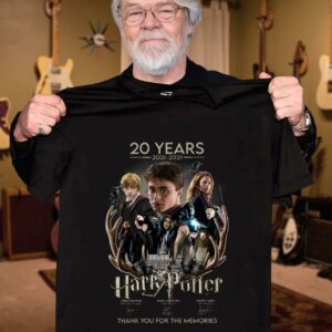 Awesome 20 years 2001-2021 Harry Potter Characters Hermione Granger Ron Weasley signatures thank memories shirt 2