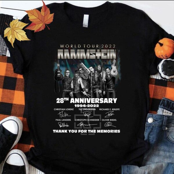 Best 28th anniversary 1994-2022 Rammstein World Tour 2022 thank you for the memories signatures shirt