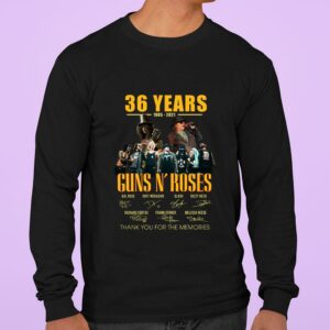 Hot 36 Years Guns N Roses Thank You For The Memories Axl Rose Slash Signatures Shirt 2