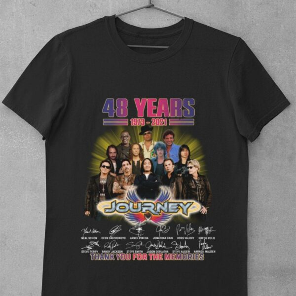 Premium 48 years 1973-2021 Journey band rock member signatures thank memories shirt