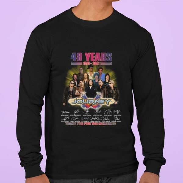Premium 48 years 1973-2021 Journey band rock member signatures thank memories shirt