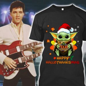 Official Baby Yoda Mashup Texas Roadhouse Happy HalloThanksMas Shirt, Halloween, Thanksgiving, Christmas
