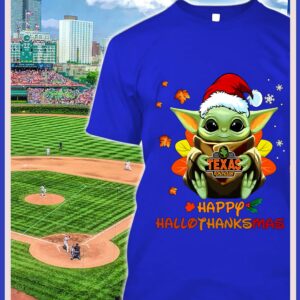 Official Baby Yoda Mashup Texas Roadhouse Happy HalloThanksMas Shirt, Halloween, Thanksgiving, Christmas