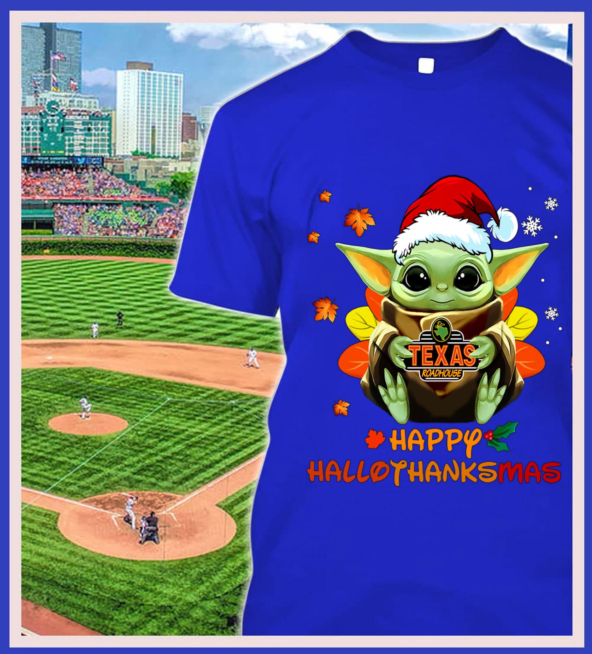 Official Baby Yoda Mashup Texas Roadhouse Happy HalloThanksMas Shirt, Halloween, Thanksgiving, Christmas Baby Yoda Mashup Texas Roadhouse Happy HalloThanksMas Shirt Halloween Thanksgiving Christmas 2 - Official Baby Yoda Mashup Texas Roadhouse Happy HalloThanksMas Shirt, Halloween, Thanksgiving, Christmas