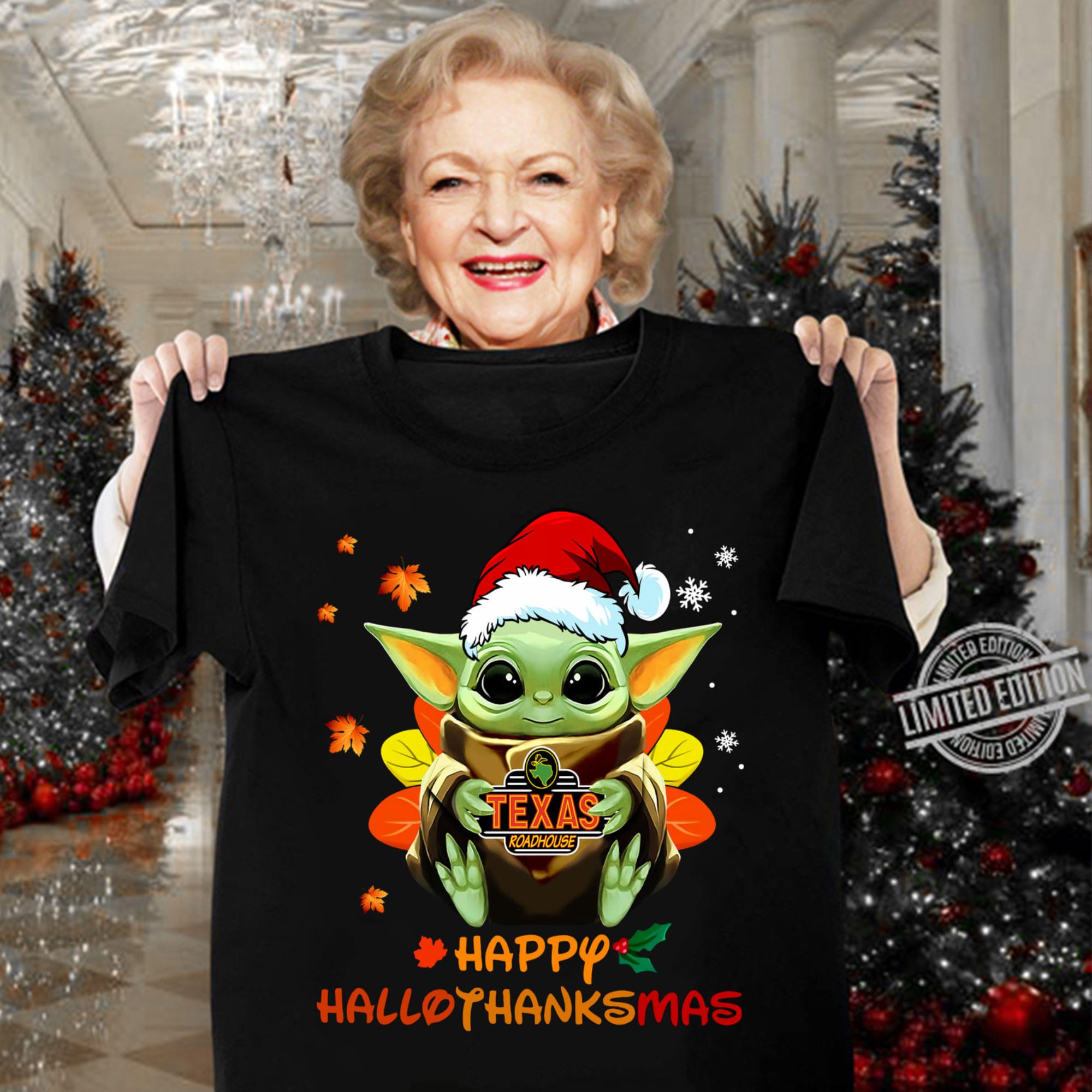 Official Baby Yoda Mashup Texas Roadhouse Happy HalloThanksMas Shirt, Halloween, Thanksgiving, Christmas Baby Yoda Mashup Texas Roadhouse Happy HalloThanksMas Shirt Halloween Thanksgiving Christmas 3 - Official Baby Yoda Mashup Texas Roadhouse Happy HalloThanksMas Shirt, Halloween, Thanksgiving, Christmas