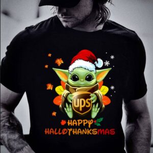 Best Baby Yoda Mashup UPS Happy HalloThanksMas Shirt, Halloween, Thanksgiving, Christmas