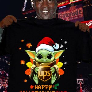 Best Baby Yoda Mashup UPS Happy HalloThanksMas Shirt, Halloween, Thanksgiving, Christmas 2